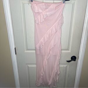 Arden B Pink Ruffle Strapless Maxi Tube Dress Sz M